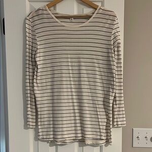 BP Cream and Black Striped Long Sleeve Tee